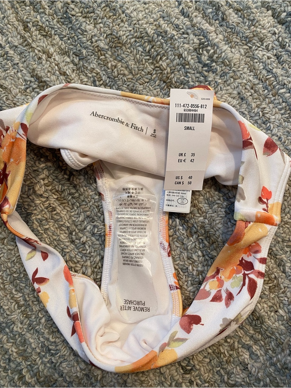 Abercrombie & Fitch White Bikini with Orange Floral Print - Picture 3 of 4